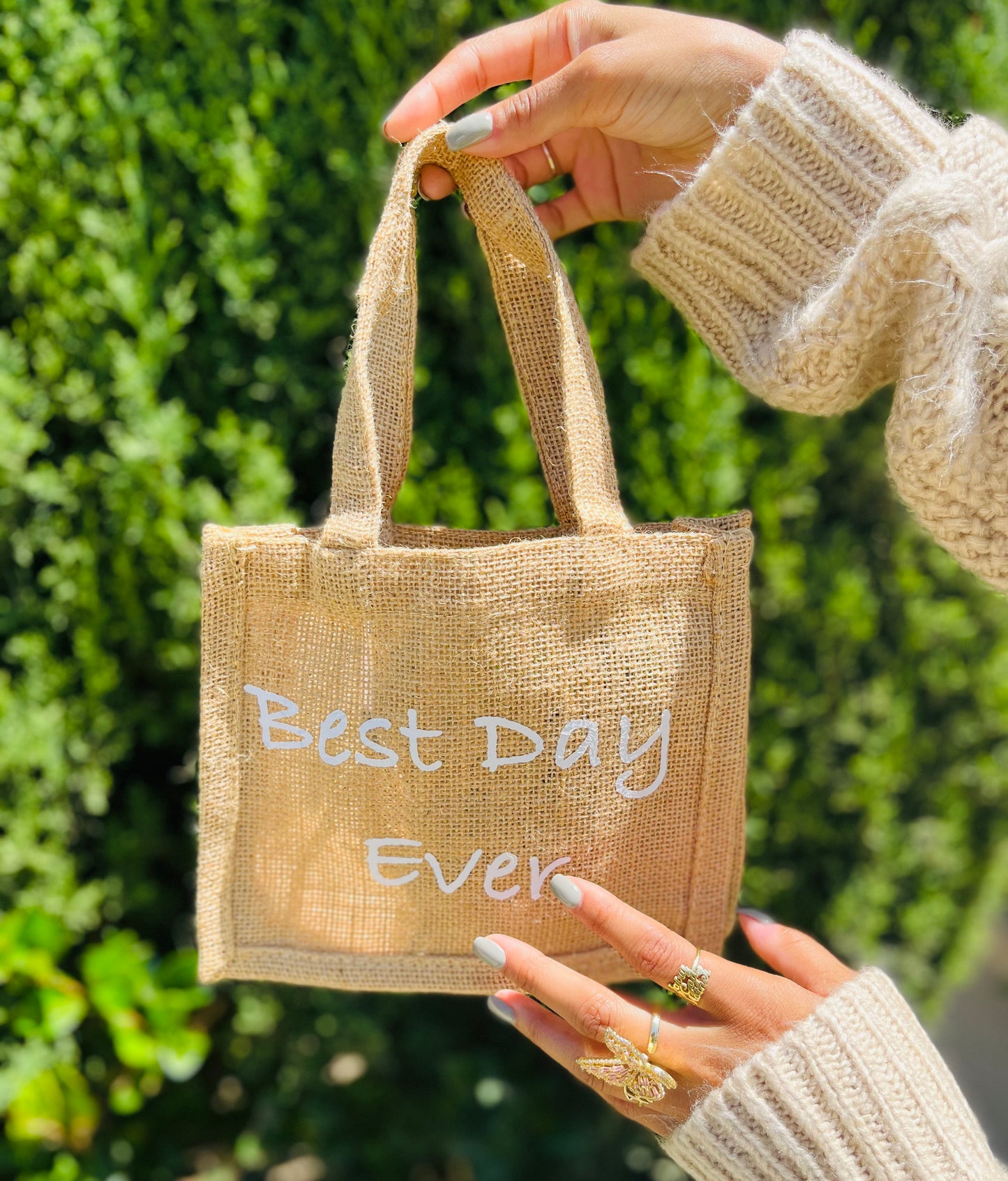 Mini Burlap Tote