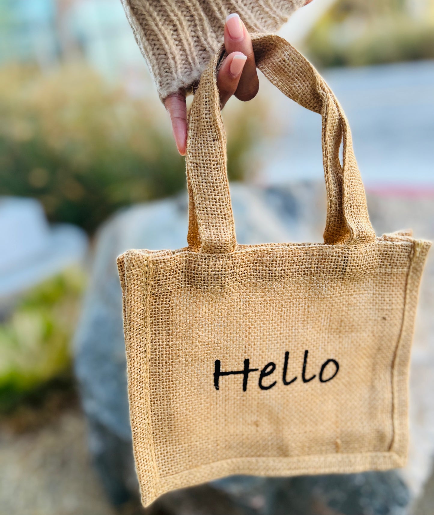 Mini Burlap Tote